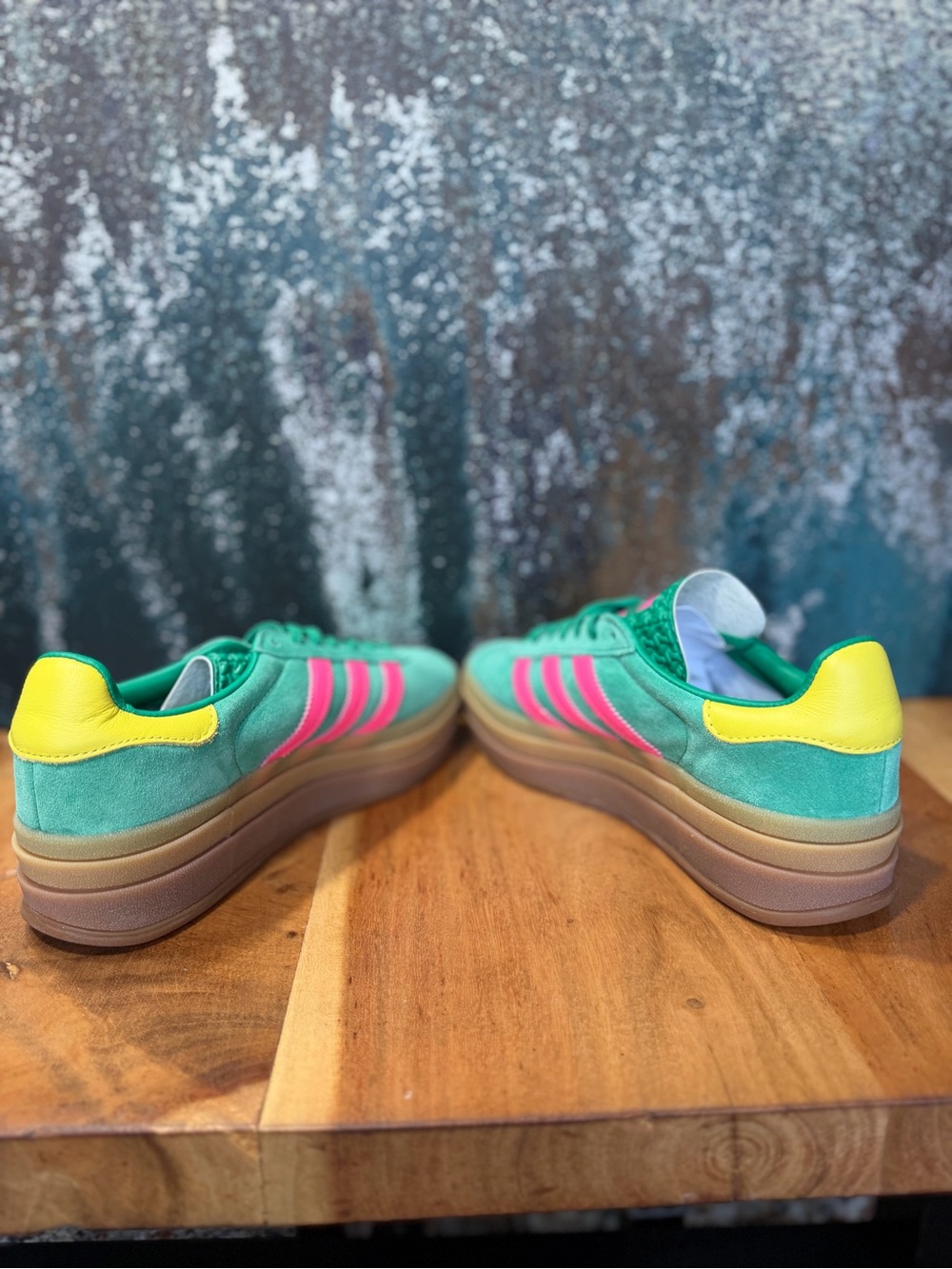 Adidas Terrace Gazelle Bold Platform Sneakers Court Green Pink Women’s 6 - Picture 6 of 9